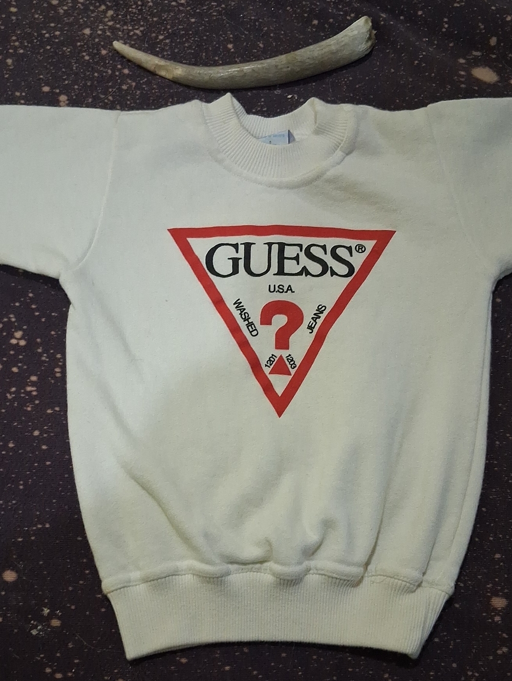 Guess White Sweatshirt with Red Triangle Logo